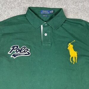 Polo Ralph Lauren Polo Shirt Mens XXL Green Big Pony Script Slim Fit Varsity